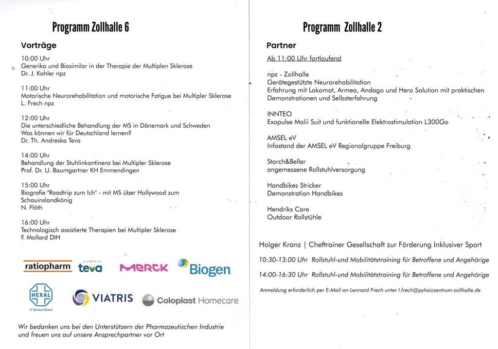 Flyer Welt MS Tag hinten Flyer des Welt MS Tages im Neuro- und Physiozentrum Zollhalle, Rückseite